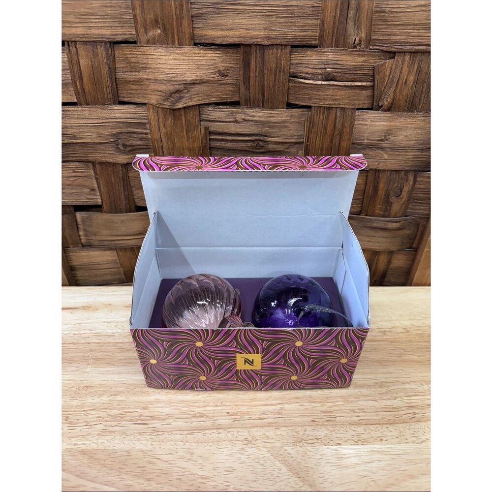 Gorgeous Nespresso Decorative Glass Ornaments in Purple and Pink Set